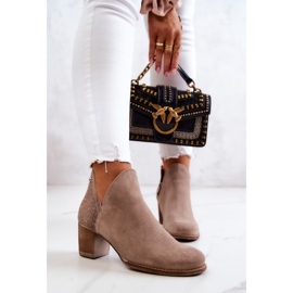 PL3 Dámské Kožené Kozačky Na Podpatku Šedá Larsa 2