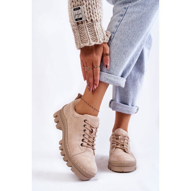 S.Barski Dámské semišové boty vázané béžová Mayson béžový 1