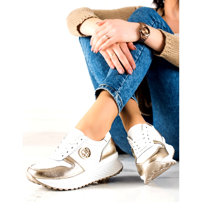 Dámská sportovní obuv se zavazováním Filippo DP3547 / 22 WH GO White bílý zlatý 3