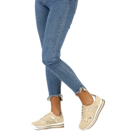 Kožené semišové tenisky Filippo DP2004 / 21 BE béžový zlatý 2