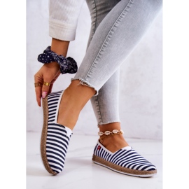 Dámské espadrilky Big Star navlékací pásy FF276027 Navy Blue bílý 2