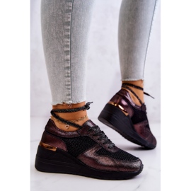 Kožené tenisky na klínku se síťovinou S.Barski černá černý 2