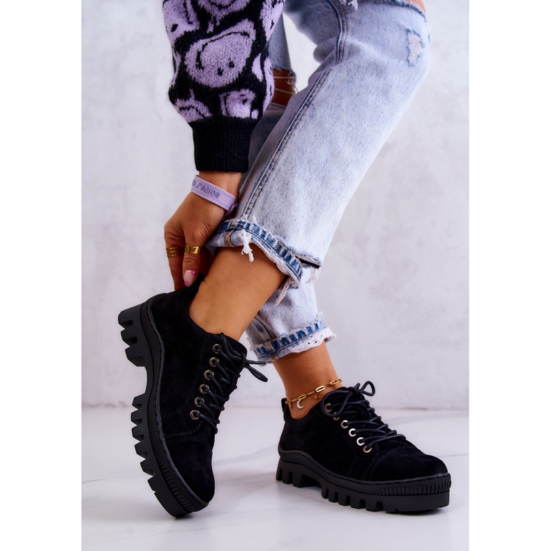 S.Barski Dámské semišové boty vázané černá Mayson 2