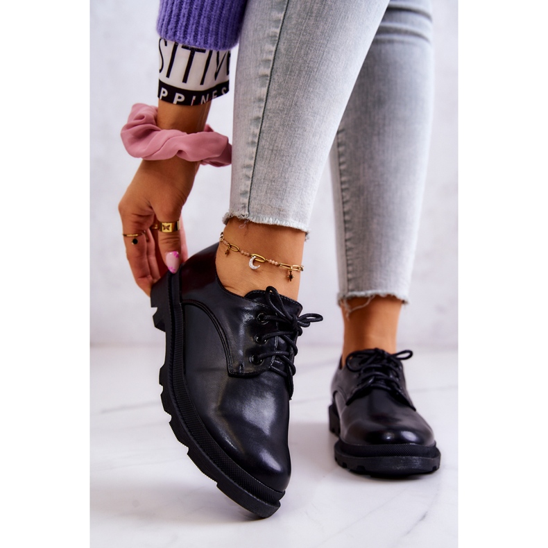 S.Barski Dámské klasické boty Oxford Black Colton černý 1