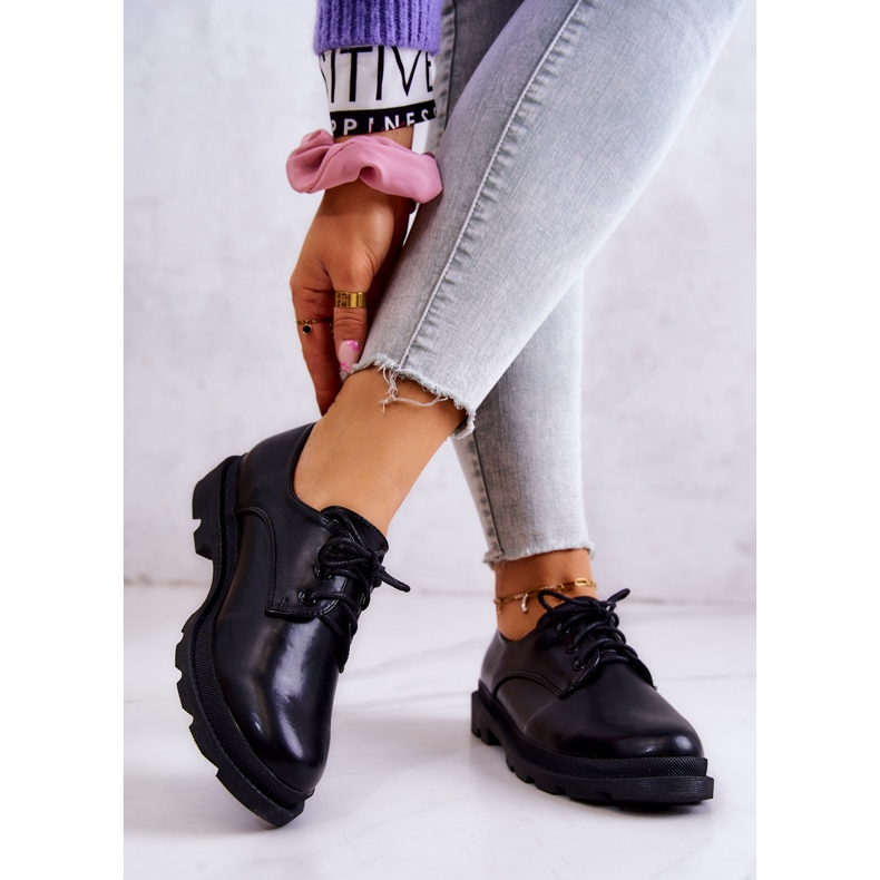 S.Barski Dámské klasické boty Oxford Black Colton černý 2