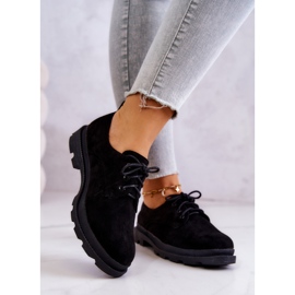 S.Barski Dámské semišové klasické boty Oxfords Black Colton černý 2