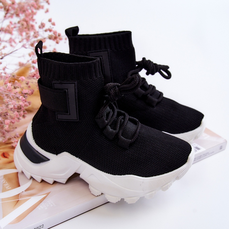 FR1 Dětské sportovní boty High Sock Black Nickie černý 1