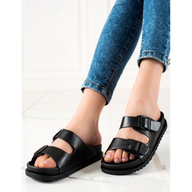 S. BARSKI Pohodlné černé pantofle S.BARSKI černá 2