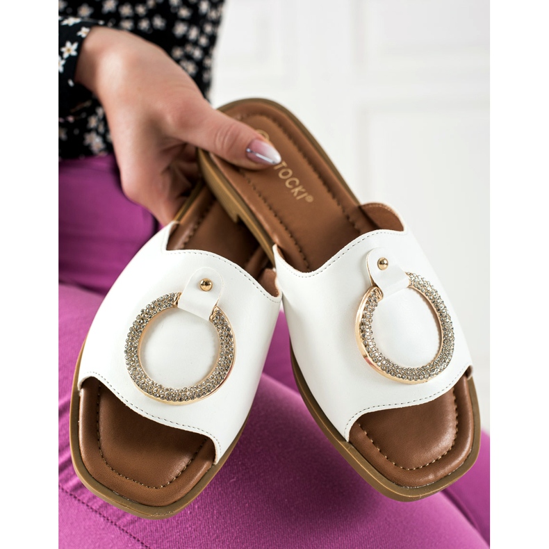 W. Potocki Bílé Pantofle S Potocki Ornamentem bílý 1