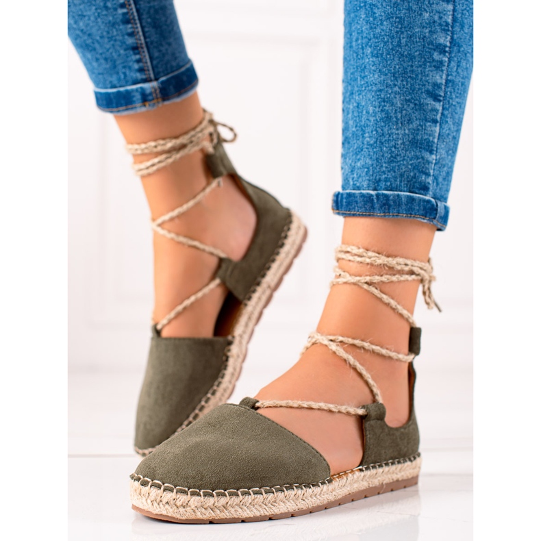 Lucky Shoes Vázané zelené espadrilky zelený 1