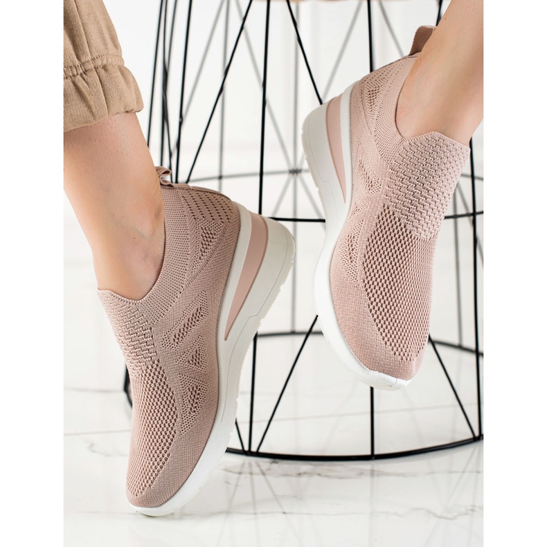 TRENDI Nazouvací tenisky na klínku růžový 2