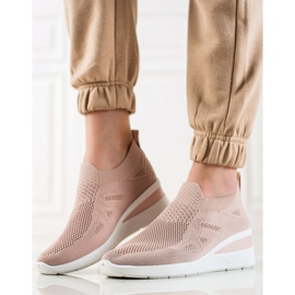 TRENDI Nazouvací tenisky na klínku růžový 1