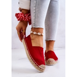 Big Star Červené espadrilky na pletené podrážce Velká hvězda HH274494 červený 1