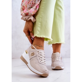 S.Barski Dámské kožené sportovní boty tenisky béžové Loissa béžový 1