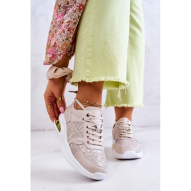 S.Barski Kožené dámské tenisky na klínu Béžová Phiness béžový 1