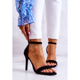 Vinceza Dámské sandály na vysokém podpatku semišové černé Massimo černá 1