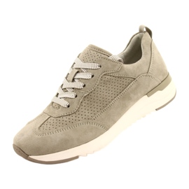 Dámské prolamované kožené boty Caprice 23708-28 v odstínech zelené zelená 4