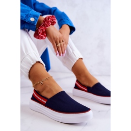 Dámské tenisky Slip On Big Star JJ276009 Navy Blue-Red červený 1