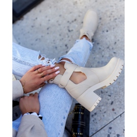 FE1 Kožené kozačky Vystřižený pásek Béžová Rosanne béžový 1