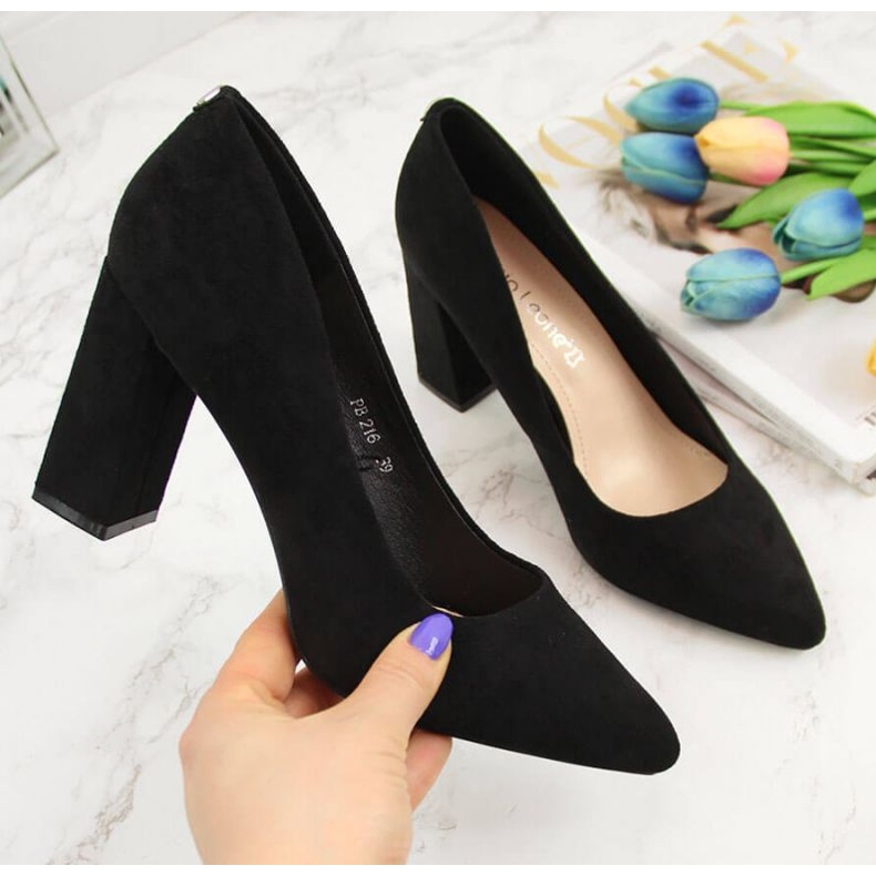 Lodičky na sloupku semišové Sergio Leone W SK316A černé černá 1