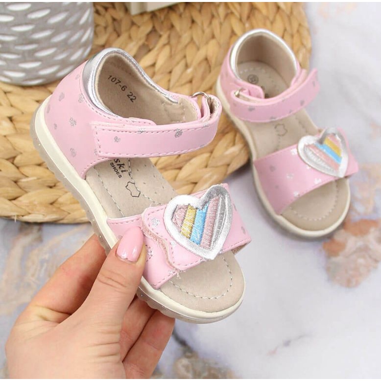 Sandály na suchý zip S. Barski Jr. OLI152B růžové růžový 1