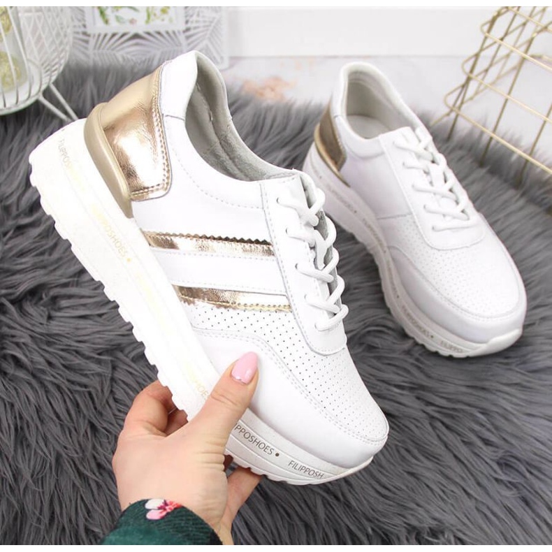 Kožené tenisky na platformě Filippo W PAW328A bílé bílý 1