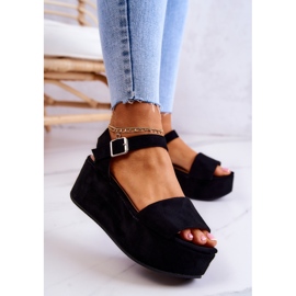 FW1 Semišové Sandály Na Černé Stamford Platformě černá 2