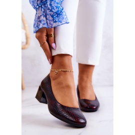 Sergio Leone Kožené lodičky z hadí kůže Burgundsko Mesquite červené 1