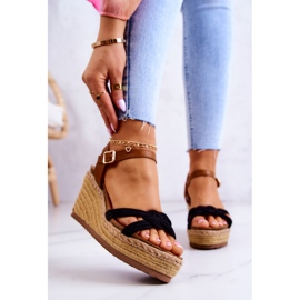 FB2 Módní sandály na klínu Black Roseville černá 2