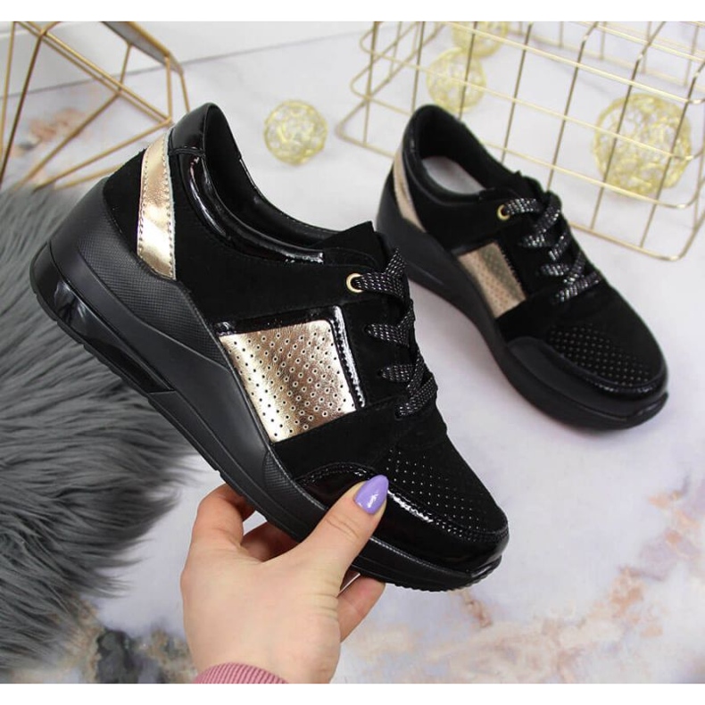 Tenisky na klínku S. Barski W OLI162A černé černá 1