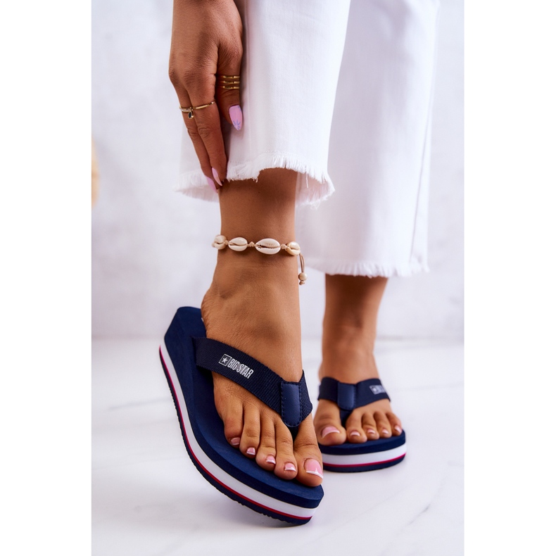 Dámské žabky na klínku Big Star JJ274A331 Námořnická modrá modrý 1