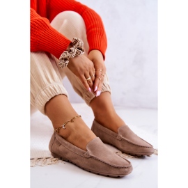 Dámské semišové mokasíny Big Star JJ274658 Cappuccino béžový hnědý 2