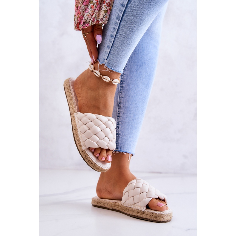 Kožené pletené pantofle Big Star JJ274922 Béžové béžový 2