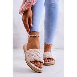 Kožené pletené pantofle Big Star JJ274922 Béžové béžový 1