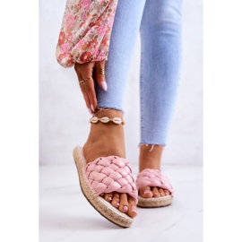 Kožené pletené pantofle Big Star JJ274921 růžové růžový 1