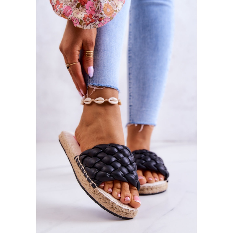 Kožené pletené pantofle Big Star JJ274919 Černé černá 1