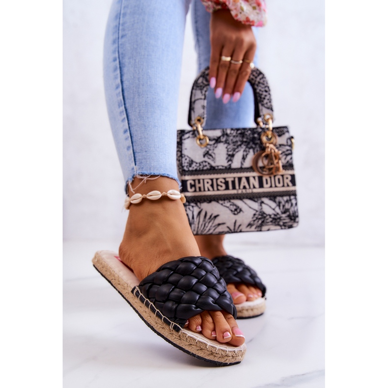 Kožené pletené pantofle Big Star JJ274919 Černé černá 2