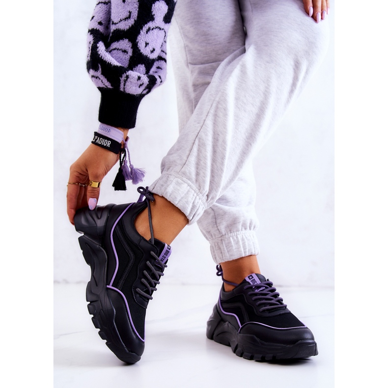 Memory Foam Big Star JJ274786 černé sportovní boty černý fialová 2