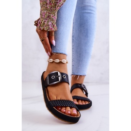 Módní pantofle s přezkou Big Star JJ274730 Black černá 2