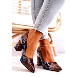 Lewski Shoes Kožené lodičky Lewski Snake 3117 Hnědo-modré hnědý modrý 2