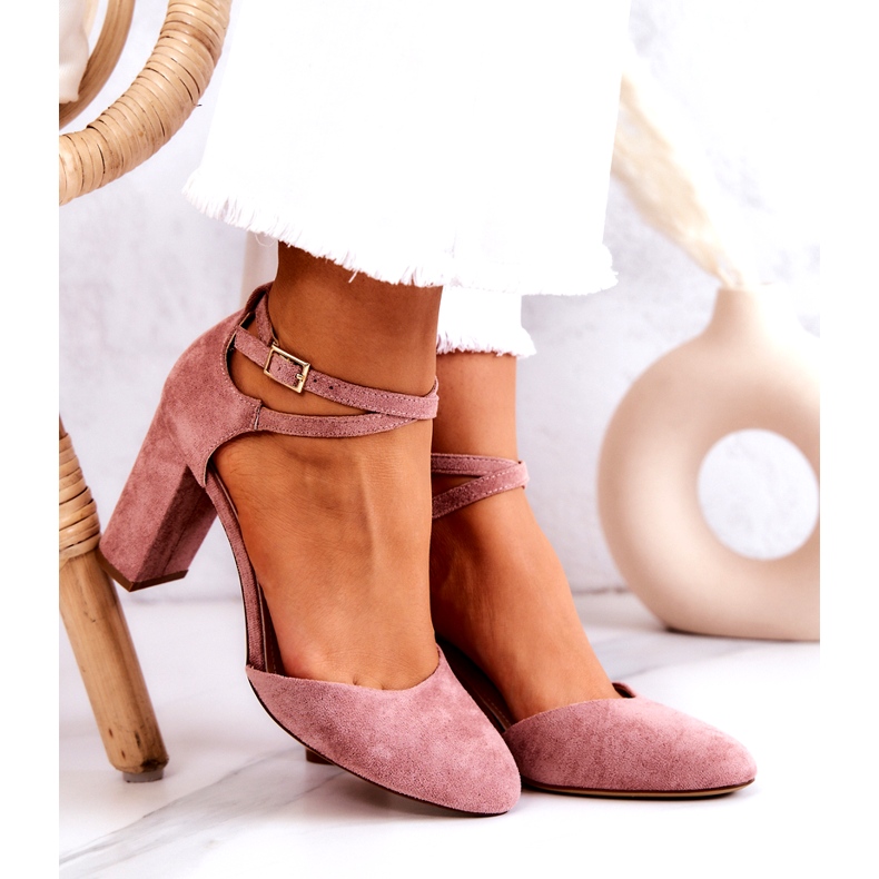 Semišové lodičky Na sloupu Sergio Leone SK851 Růžové růžový 2