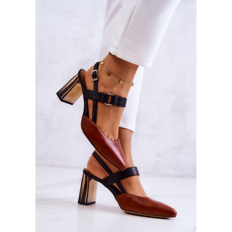 Sergio Leone Módní kožené lodičky Maciejka 05498-29 Brown and Black hnědý 2