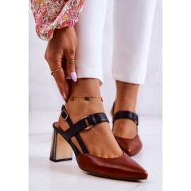 Sergio Leone Módní kožené lodičky Maciejka 05498-29 Brown and Black hnědý 1