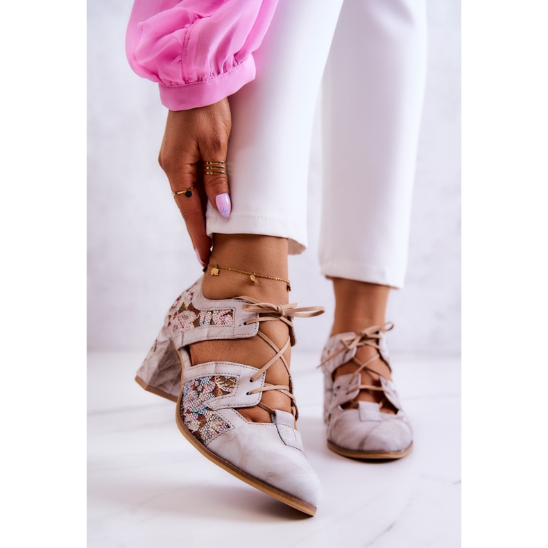 Dámské kožené kozačky Maciejka 05328-04 Béžová béžový 1