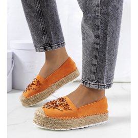 Oranžové espadrilky s kubickou zirkonií Leer pomerančový 1