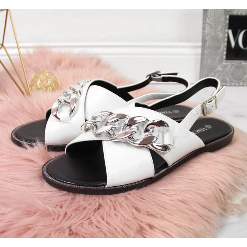 Sandály s řetízkem Vinceza W JAN116B bílé bílý 2