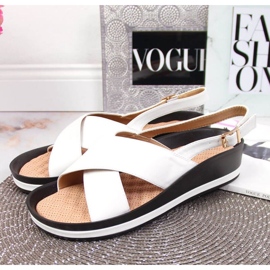 Sandály na klínku Vinceza W JAN117B bílé bílý 2