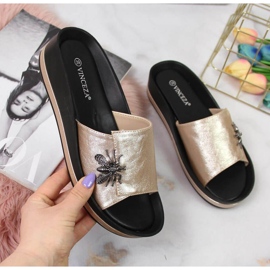 Pantofle na klínku s hmyzem Vinceza W JAN118B zlatá zlatý 1