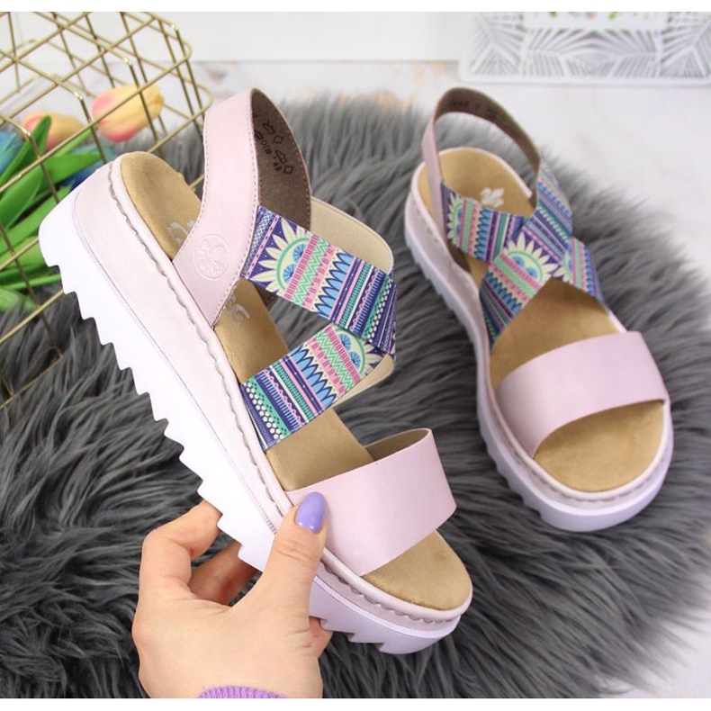 Rieker W RKR533 fialové gumové sandály fialový 1