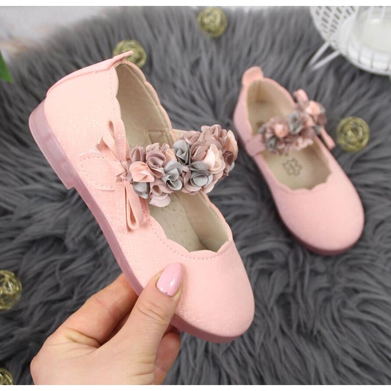 Baleríny na suchý zip s květinami Vinceza Jr JAN99B růžové růžový 1